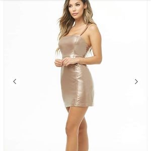 ROSE GOLD METALLIC F21 MINI DRESS